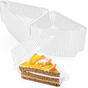 100 Pieces Cake Slice Plastic Containers, 4.33 Inches Hinged Lid Cheese cake Container, for Home, Bakery and Cafe Bakeware Set