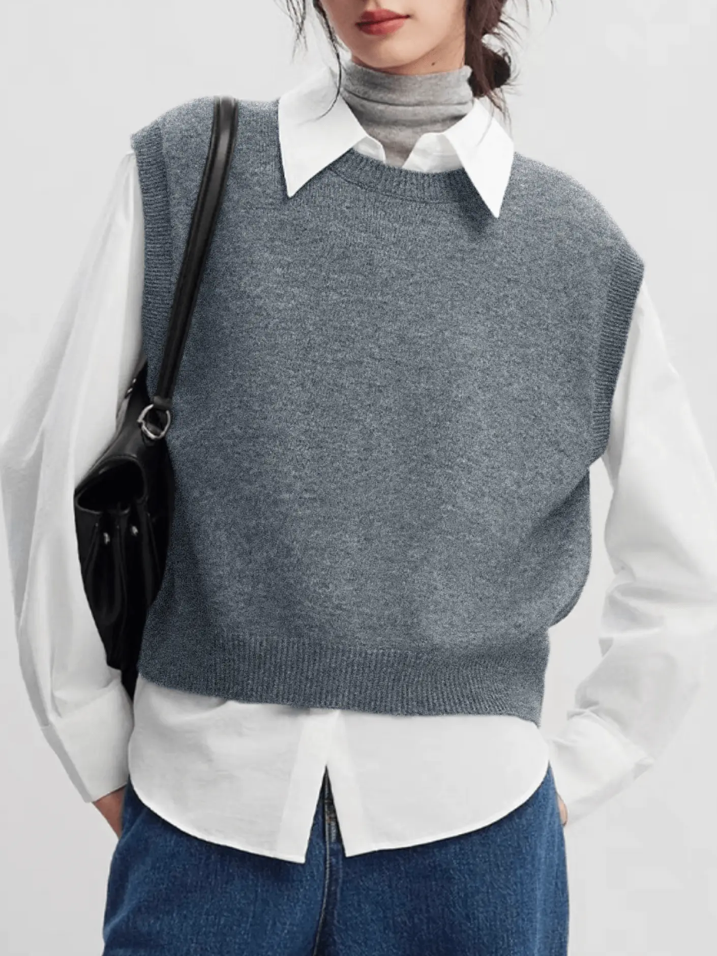 Women's Knit Sweater Vest - Minimalist Solid Crew Neck Sleeveless Pullover, Soft Lightweight Top with Ribbed Hem for Chic Casual Layering, Basic Pull-On, Transitional Everyday Wear, 1 Piece