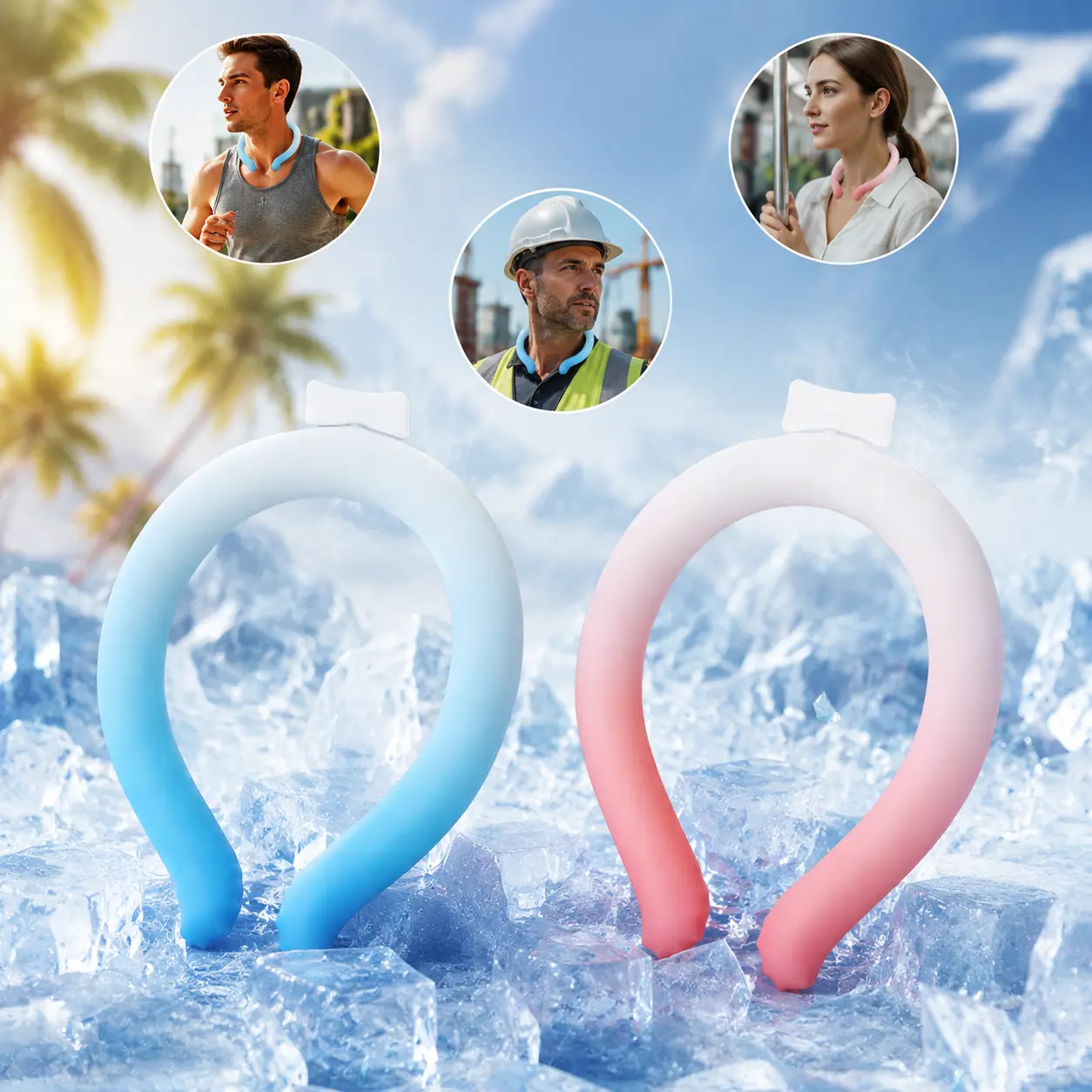 Gradient PCM Neck Cooling Tube - Lightweight U-Shaped Eco-Friendly Reusable Self-Cooling Ring for Adults, Office Desk, Daily Commuters, Camping & Summer Heat