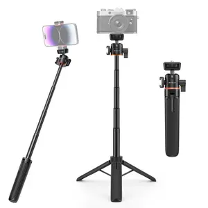 PULUZ Mini Phone Camera Extension Tripod Stand 360 Degree Ball Head Cold Shoe Selfie Stick (Black)
