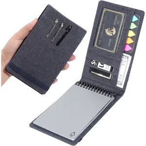 Durable Waterproof Notebook Cover for Rocketbook Mini & Field Notes Top Spiral (3.5"x5.5") - with Pen Holder & Card Slot, Productivity Kit (Blue)