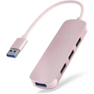 L-CGR006  USB Hub, 4-Port Dongle with USB 3.0, USB 2.0, Multiple USB Port Expander for Laptop, MacBook, Surface Pro, XPS, PC, Flash Drive, Mobile HDD (USB-A-Pink)