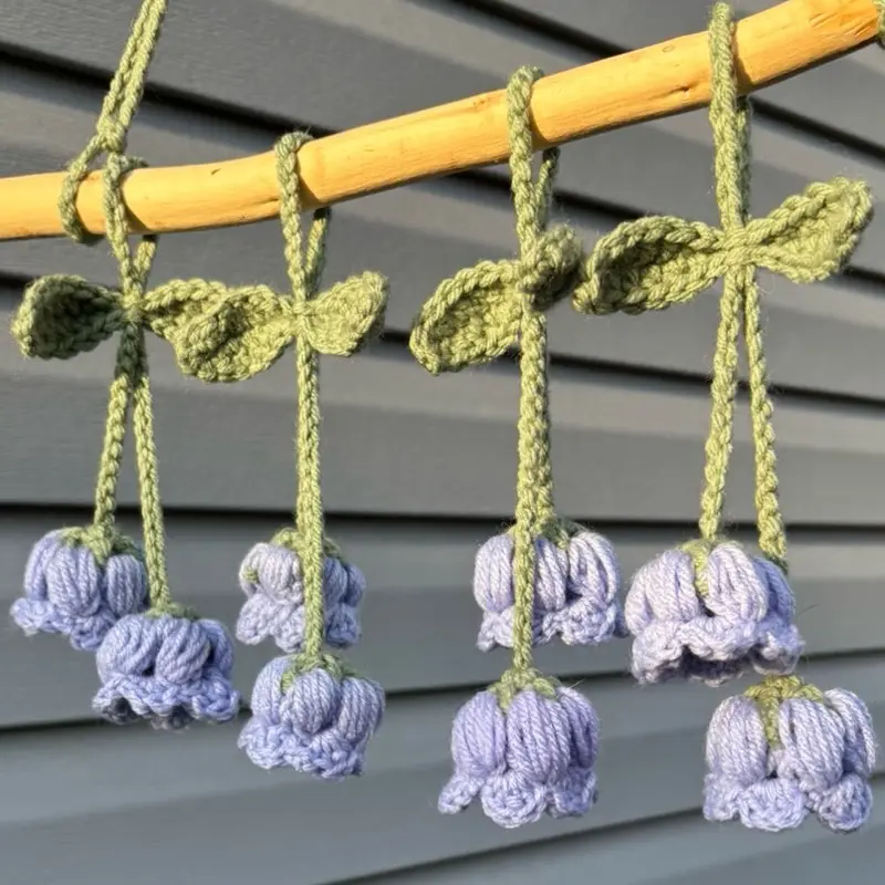 Crochet Lily of the Valley Keychains - Periwinkle - A - Soft, Fully Adjustable, Perfect Gifts