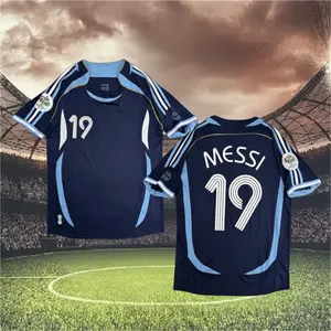 2006 Away Retro No.19 Messi Short Sleeve Soccer jerseys