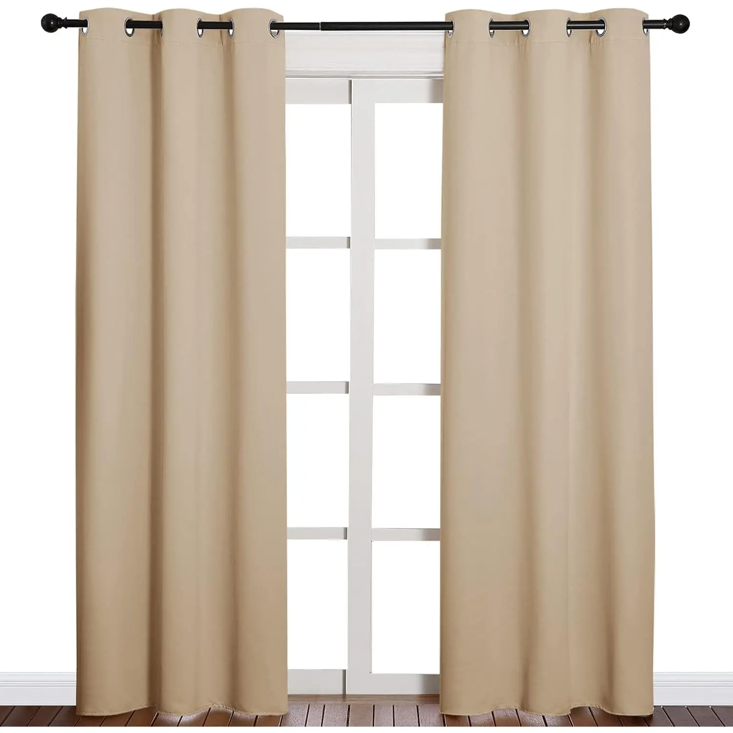 NICETOWN Thermal Insulated Eyelet Top Room Darkening Panels/Curtains/Drapes for Bedroom (2 Panels, W42 x L84 inches, Biscotti Beige)