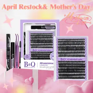 3D 70D+90D Kit l B&Q 280pcs Lighter&Thick Volume Lash Clusters,D-Curl,Lash Bond Seal (10-18MIX) for DIY Lashes Extension Lash Stacking,Waterproof Long Lasting Makeup Cosmetic Outdoorfun Vacation Eyelash Tools