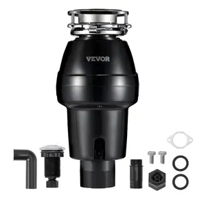 VEVOR Garbage Disposal, 3/4 HP 3260RPM Continuous Feed Food Waste Disposer, 3-Bolt Mount Food Waste Grinding System with Sound Reduction, Power Cord Splash Guard for Kitchen Sinks