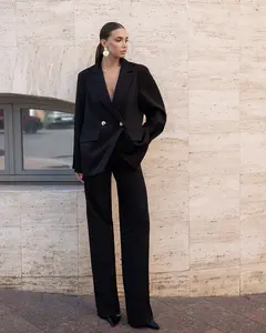Bella Black Oversized Double-Breasted Jacket