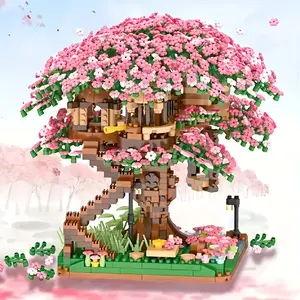 2008pcs Sakura Tree House Building Blocks Set-Micro Diamond Particles Mini Bonsai DIY Kit, Perfect Holiday Gifts and Room Decor,BuildingBlocks Crafts Model Flower