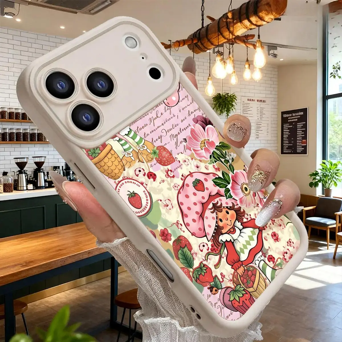 Cute Strawberry Dessert Cartoon Soft TPU iPhone Case, Slim Profile, Anti-Drop Shockproof Protective Cover with Comfortable Grip for iPhone 13,14,15,16,17 Pro Max Series, Iphone 17 Mobile Phone Casing Protective Cellphone Casing