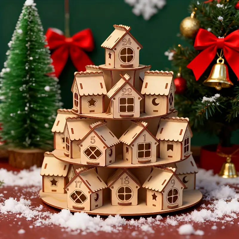 DIY Christmas House Decorations, 24 Houses for Easy Assembly to Improve Hands-on Skills, No Electricity Required.