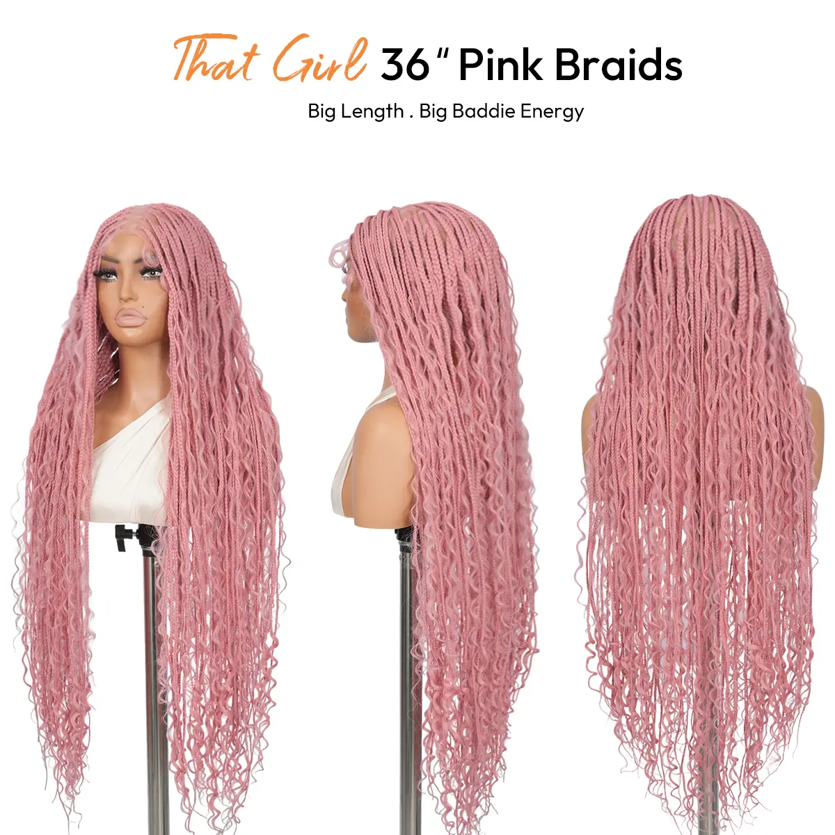 #Pink 36" Full Lace Bohemian Knotless Boho Box Braided Wig – SuperNova, Lightweight, Breathable, Natural Look, Long-Lasting & Easy to Maintain #Summervibes #DealsForYouDays