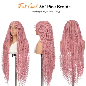 #Pink 36" Full Lace Bohemian Knotless Boho Box Braided Wig – SuperNova, Lightweight, Breathable, Natural Look, Long-Lasting & Easy to Maintain #Summervibes