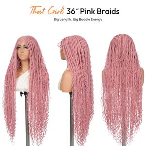 #Pink 36" Full Lace Bohemian Knotless Boho Box Braided Wig – SuperNova, Lightweight, Breathable, Natural Look, Long-Lasting & Easy to Maintain #Summervibes #DealsForYouDays