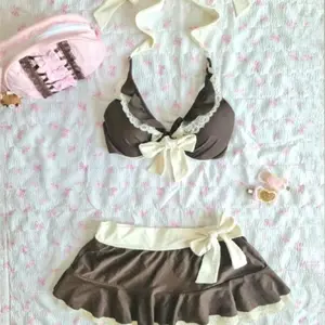 Aesthetic Swimming set Y2k 2000s Crop Top Women Clothing Sexy Harajuku Kpop Camis Tank Tops Backless Korea Sweet Girl Camisole