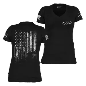 Women's 1776 Flag V-Neck - Black