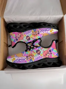 Unisex Casual Sneakers K-Pop Hunter Girl Band Cartoon Print Textile Upper Eva Sole All-Season Lightweight Comfortable Shoes