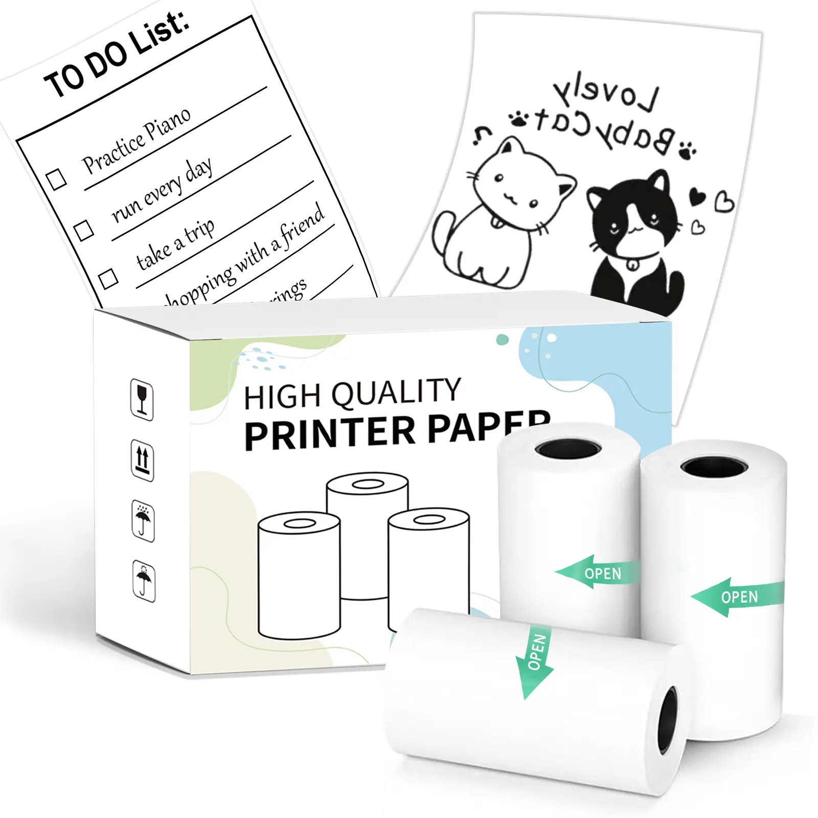 NDYIN D20 Thermal Label Printer, Mini Portable Wireless Ink-Free Printer with BPA-Free Bright White Strong Adhesion Thermal Label Rolls for Christmas Use