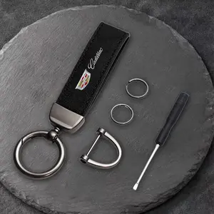 Cadillac Logo Keychain, Ats Bls Ct4 Ct5 Cts Escalade Sls Srx Xt5 Xt6 Xts Car Key Holder, Suede Leather & Alloy Ring Design