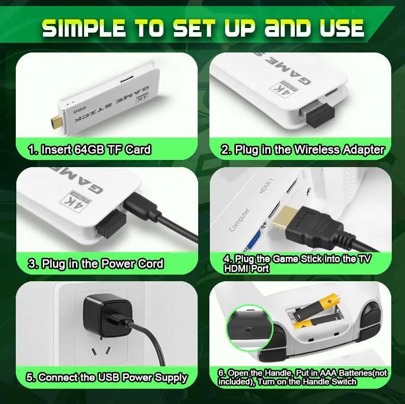 Brand new upgraded model Retro Game Stick with 40,000+ Games 23 Emulators 4K HDMI Output Plug and Play Wireless Controller for TV Monitor Video Gamepad Console Best Birthday Gift