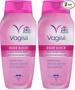 Vagisil Feminine Wash for Intimate Area Hygiene, Odor Block, Gynecologist Tested, Hypoallergenic, 12 oz, (Pack of 2)
