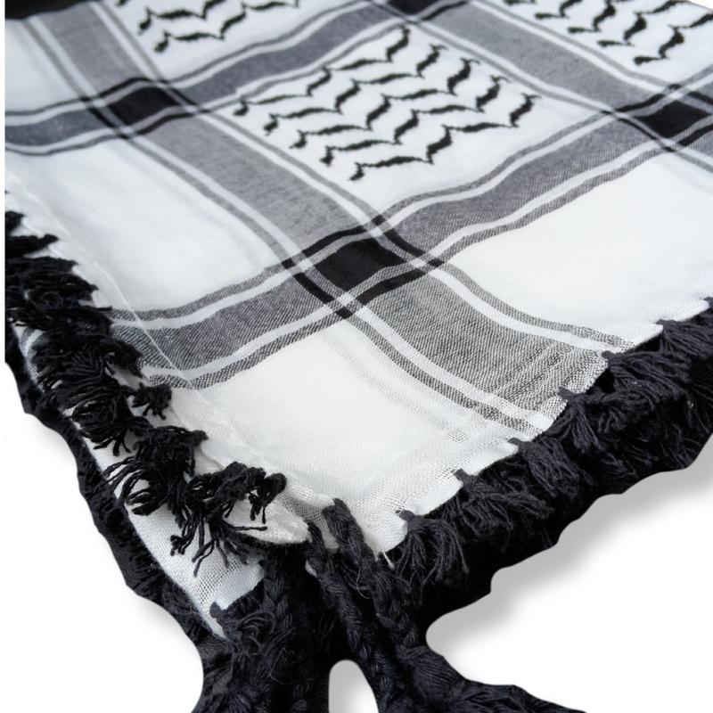 Cotton Woven Classic Keffiyeh/Kuffiyeh Black and White Traditional Original Patterns Palestine Scarf Shemagh