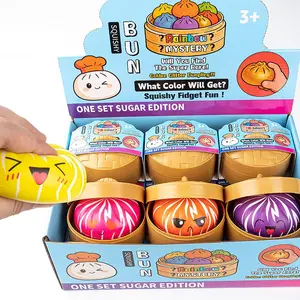 12-Piece Gradient Color Steamed Bun Squishy Toys - Funny Expression Stress Relief Squeeze Balls, Soft Fidget Sensory Toys for ADHD, Classroom Prizes & Birthday Gifts