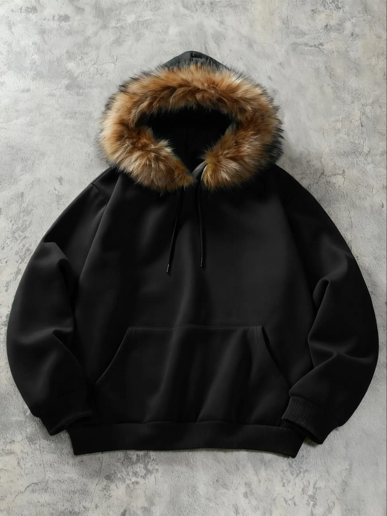 Men's Faux Fur Hoodie Jacket, Stylish Warm Coat for Cold Weather, Perfect for Casual & Daily Wear, Trendy Outerwear for Men