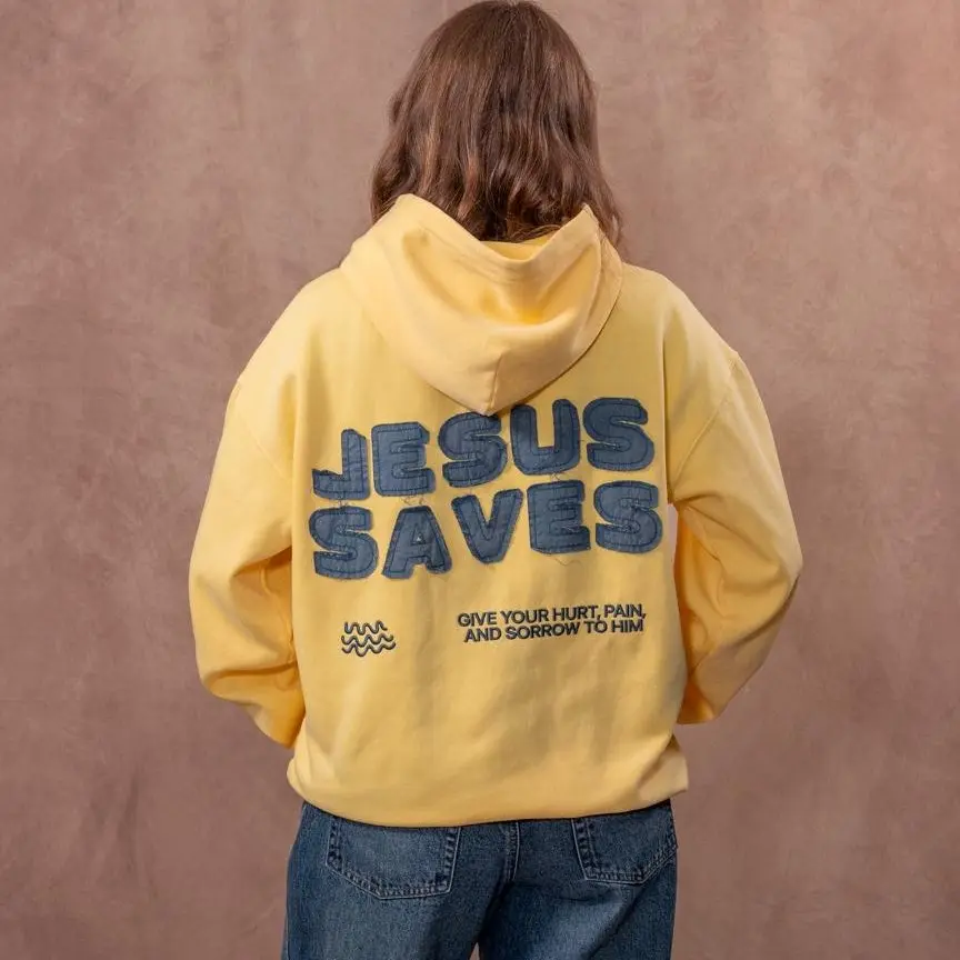 JESUS SAVES Christian Patchwork Hoodie