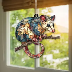 Possum Suncatcher - Opossum Window Hanging Decor - Cute Animal Ornament - Wildlife Gift for Nature Lover - Rustic Home Decoration - Possum, Pet Decor, Home Decor