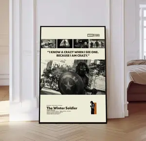 The Winter Soldier Poster, Captain America Movie Poster, Mid century Art, Retro Modern Poster, Black And White Poster, Vintage Poster