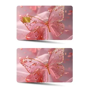 Butterfly Pattern Credit Card Sticker, 2 Counts/set Ultra-thin Shiny Matte Finish Waterproof Scratch Resistant Durable Card Sticker, Compatible with Small Chip Cards