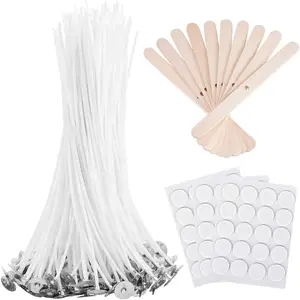100-Pack 6-Inch Candle Wicks with Stickers & Centering Device – Ideal for Soy & Beeswax Candle Making