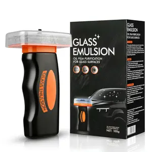 Glass Oil Film Remover for Car, 100ml Roll-On Glass Compound with Cleaning Board, Removes Oil Film & Smudges, Improve Windshield Clarity for Safe Driving