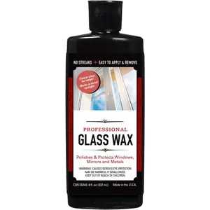 Glass Wax, Polishes and Protects Windows, Mirrors and Metal Surfaces, Dries Chalk White, Easy to Apply and to Remove,