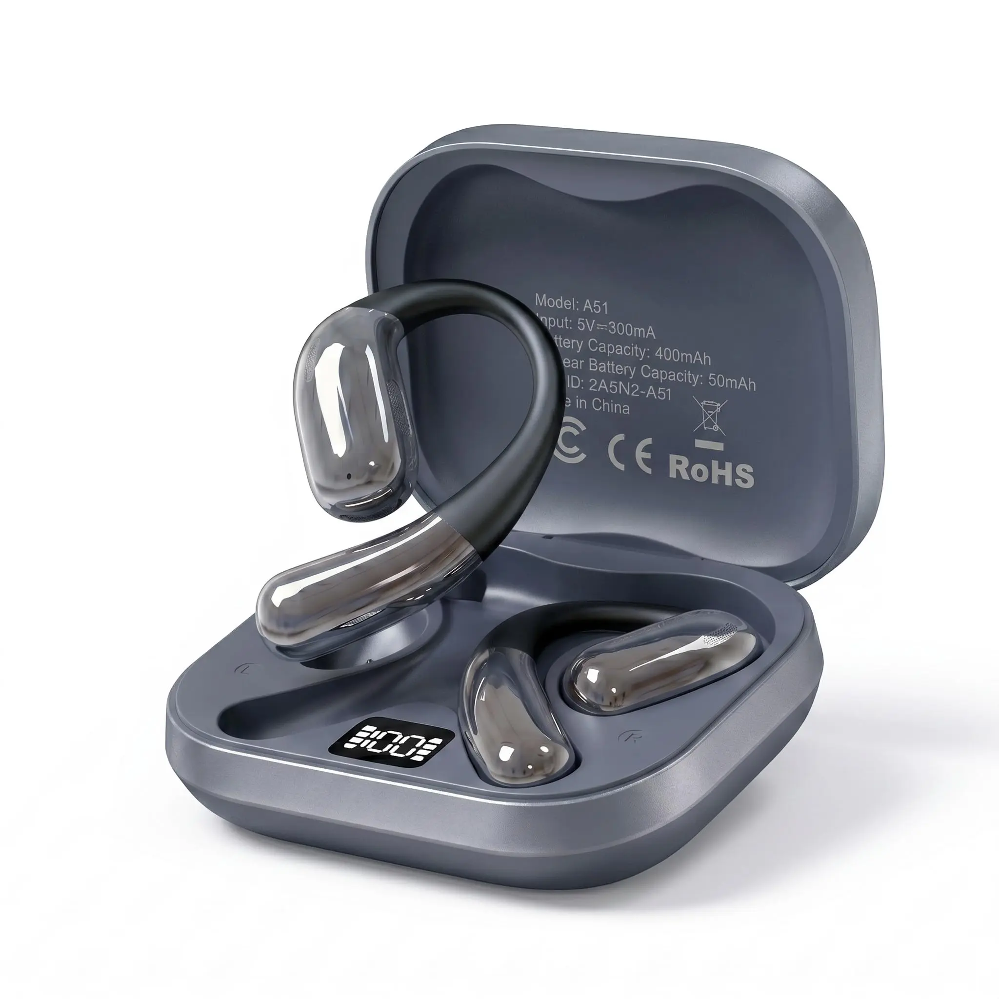 Wireless Open Ear Headphones for Office & Remote Work - All Day Comfort Silicone Earbuds with ANC & Bluetooth 6.0, Fast Charge Noise Cancelling Headset with Media Control, Compatible with PC, Laptop, Cellphones, Commute
