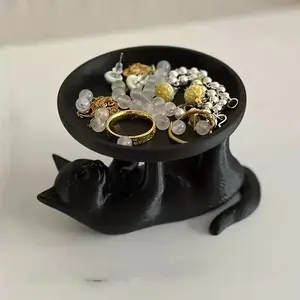Cute Cat Jewelry Dish, Desktop Storage Tray, Home Decor Accessory, Elegant Decorative Jewellery Holder, Perfect Gift Idea for Women & Girls