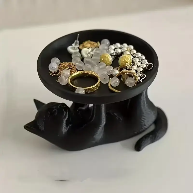 Cute Cat Jewelry Dish, Desktop Storage Tray, Versatile Organizer, Durable Organizer, Home Decor Accessory, Elegant Decorative Jewellery Holder, Perfect Gift Idea for Women & Girls