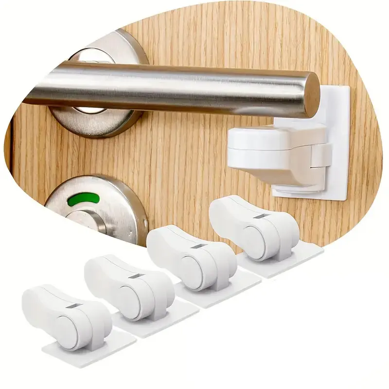 4-Piece Door Handle Lock Kit, Anti Pet Sliding Door Safety Pole, Tool Free Installation, Easy Installation, Indoor/outdoor Use, Compact, Security, Locking