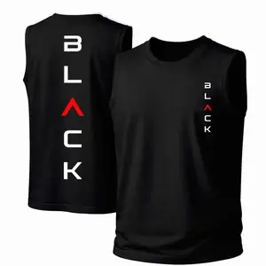 Men's Cotton Sleeveless Tank Top -Black Printed Style. This Is A Casual Item Suitable For Both Men And Women, Especially Perfect For Spring And Summer; The Cool Print And Classic Crew Neck Cut