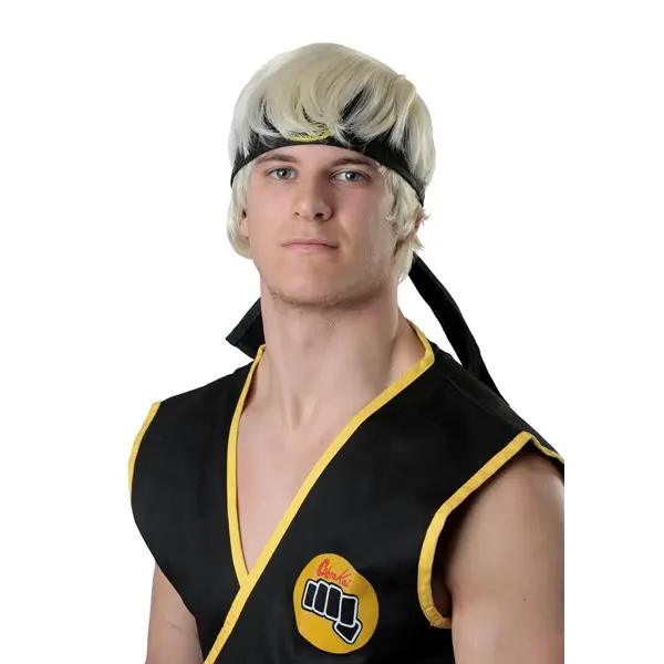 Men's Karate Kid Johnny Synthetic Hair Wig - Mesh, Adults' 80's Vibe Fashion Accessory for Themed Events, Blonde Hair, Mushroom Cut, Olefin, Male, Costume, Johnny Look, Cool Kid From The 80S' Vibe, Men's Fashion Accessory, Olefin Fiber, Cosplay Gear, Cost