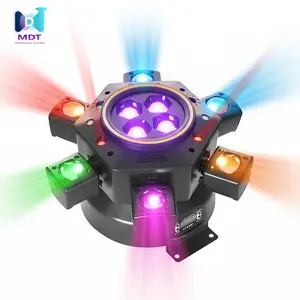 MDT Super 6-IN-1 Moving Head DJ Lights with RGBW 6-Arm Beams, Bee-Eyes Effect, 4 LED Strobes, DMX-512 & Sound Activated, Stage Lights for Party Disco KTV Wedding Club