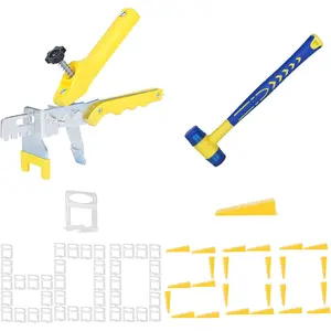 1/32 Inch Tile Leveling System Kit - 600 Spacers & 200 Reusable Wedges with Tiles Pliers - Stone & Tile Installation Tools(200+600, 1/32)