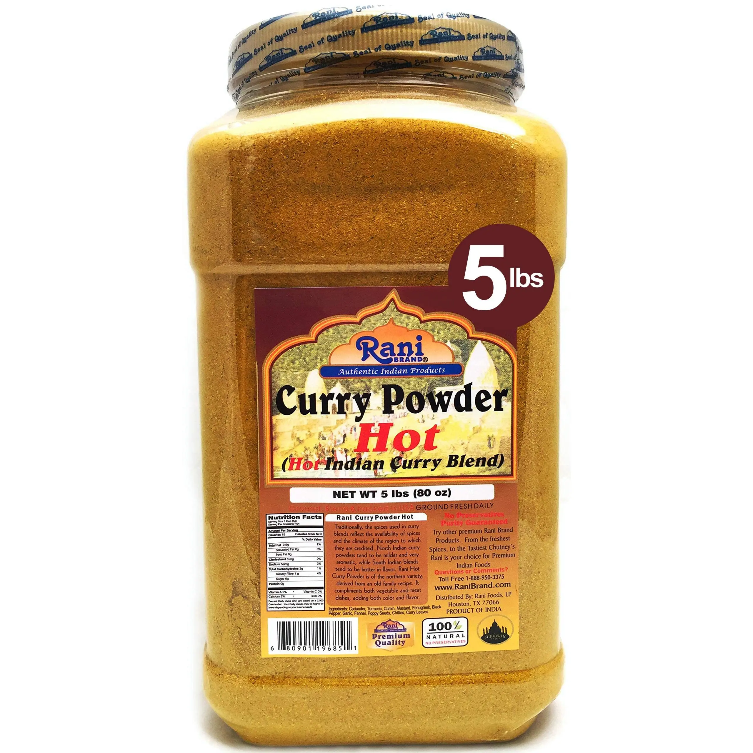 Rani Curry Powder Hot Natural 11-Spice Blend 5lbs (80oz) Bulk ~ Salt Free | Vegan | Gluten Friendly | NON-GMO