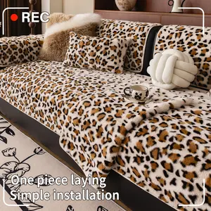 1pc Plush Sofa Cushion, Soft Warm Leopard Print Design, Pet Friendly and, Non-Slip for 1 to 4 Seat Sofas, Sofa Protector and Decor