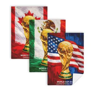 FIFA World Cup 2026 Face Hand Towels USA Mexico Canada Flag with Trophy Design for Bathroom Set of 3 Sport Game Kitchen Towels Microfiber Absorbent Decorative Guest Bathroom Towels for Face, Shower, Gym 15.7"x23.6"