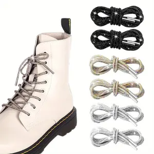 6 pcs of rhinestone round shoelaces, 55 inch sparkling crystal rhinestone sparkling rope shoelaces, suitable for canvas shoes, sports shoes, boots