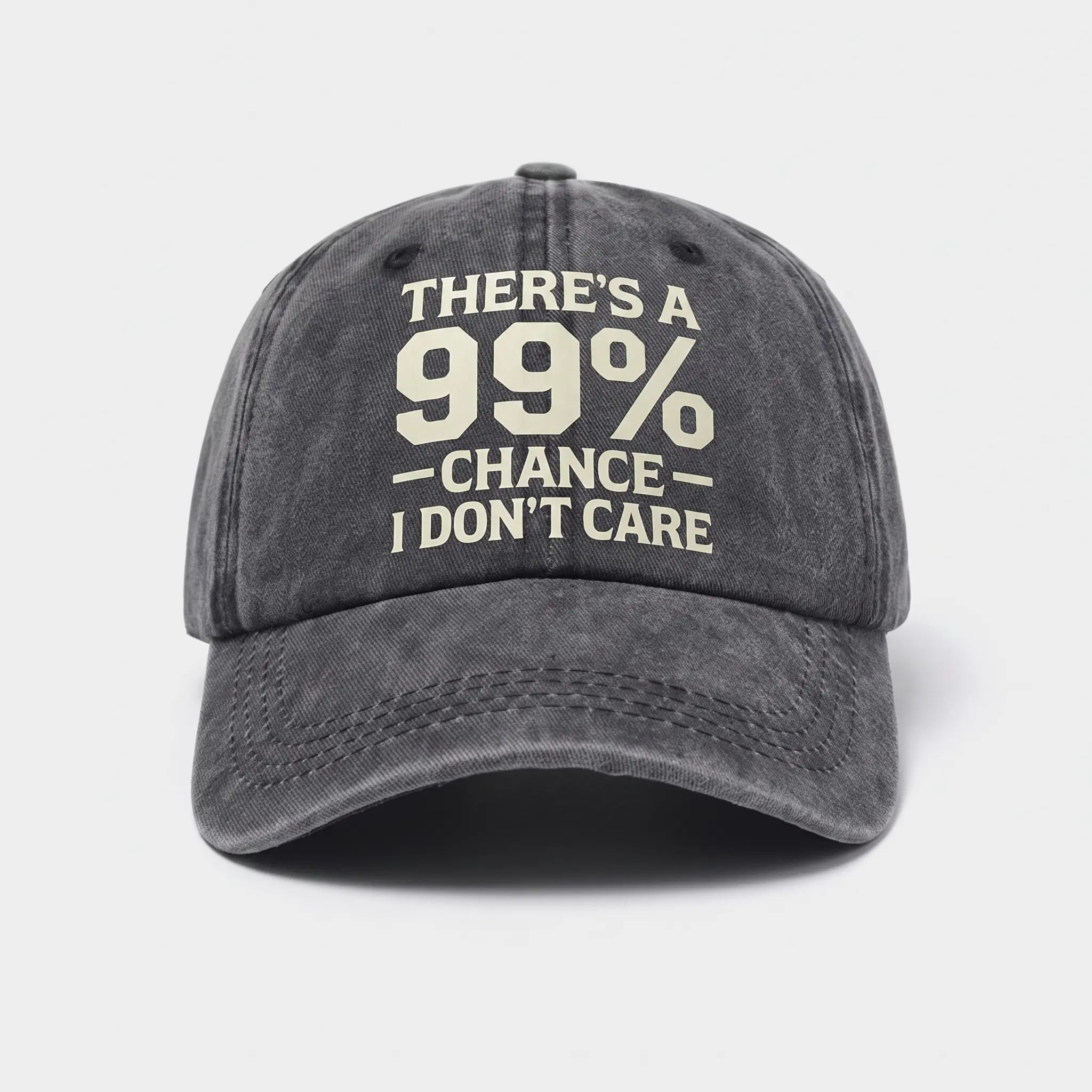 All-Season Washable Printed "THERE's A 99% TNCARE" Soft Top Baseball Cap  mens hats