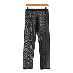 Men's Sexy Soft Mesh Sheer See-through Stretch Pants Trousers Sleepwear Hot Translucent Men Pants Homewear