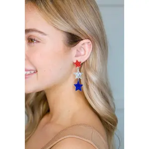 Patriotic Dangle Star Earrings